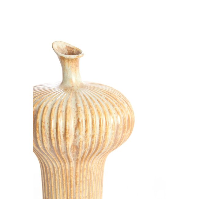 Light & Living Vaas deco Ø23,5x42,5 cm NEVANO crème+oranje-bruin