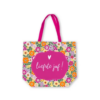 Canvas Tas Liefste Juf – Summer Flower – 48x38 cm