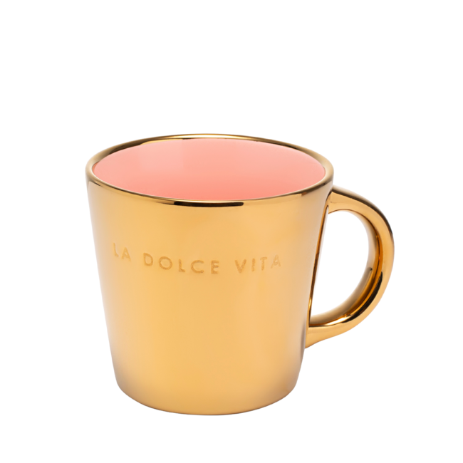 Vondels Cappuccino Cup – La Dolce Vita Gold & Pink 250ml#