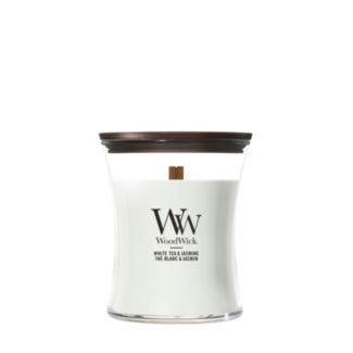 Woodwick White Tea & Jasmine Medium Candle WoodWick© 60h. Woodwick White Tea & Jasmine Medium Candle WoodWick© 60h.