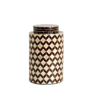 Light & Living Vaas deco Ø16x26,5 cm OLITE bamboe crème+donker bruin
