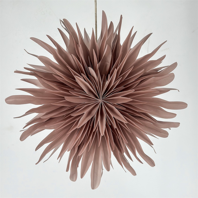 Kerstster snow 40cm roze met pendel
