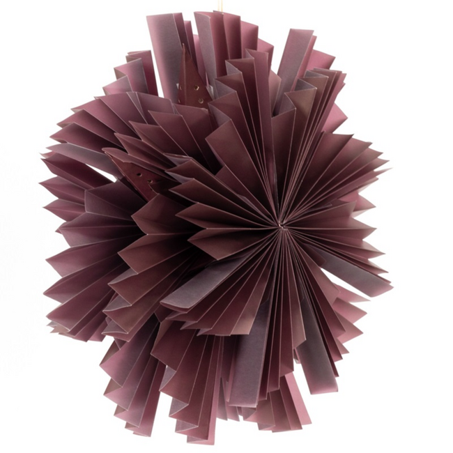 Papieren kerstster waves 40cm paars met pendel