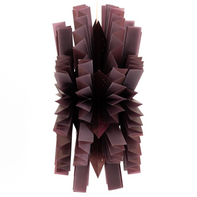 Papieren kerstster waves 40cm paars met pendel