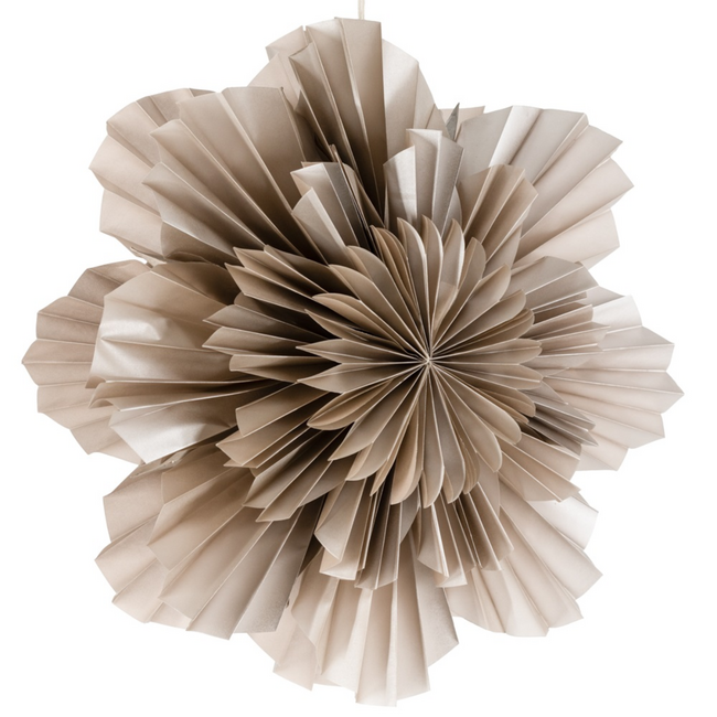 Kerstster flower 40cm taupe met pendel