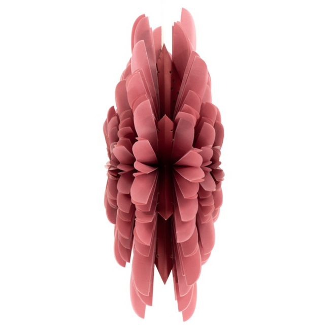 Papieren kerstster flakes 40cm paars met pendel