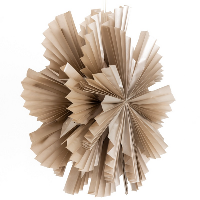Papieren kerstster waves 60cm taupe met pendel