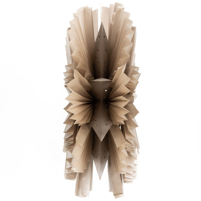 Papieren kerstster waves 60cm taupe met pendel