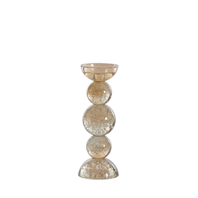 Light & Living Kaarsenhouder Ø10x26,5 cm ITINGA glas bubbel amber