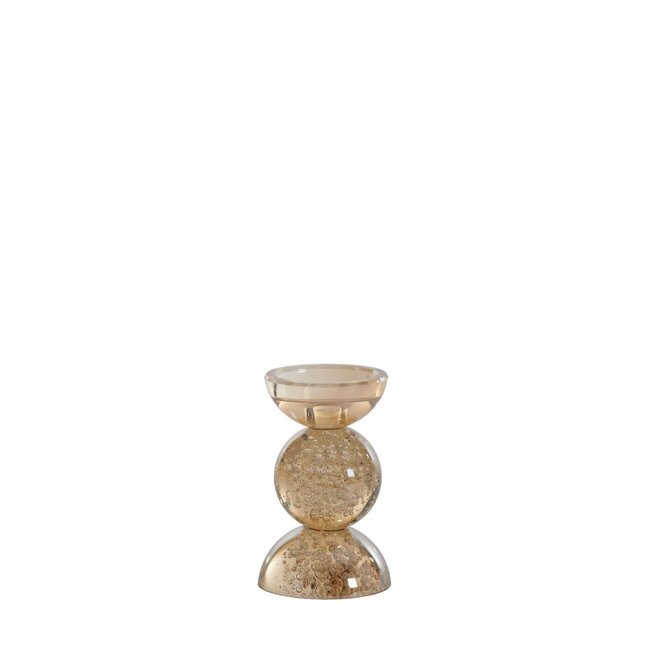 Light & Living Kaarsenhouder Ø9,5x15,5 cm ITINGA glas bubbel amber