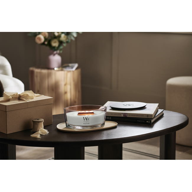Woodwick White Tea & Jasmine Ellipse WoodWick© HearthWick Flame© 50h