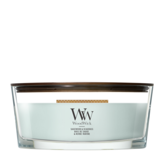 Woodwick Sagewood & Seagrass Ellipse WoodWick© HearthWick Flame© 50h