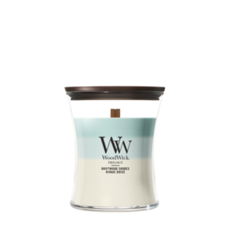 Woodwick Trilogy Driftwood Shores Medium Candle WoodWick© 60h. Woodwick Trilogy Driftwood Shores Medium Candle WoodWick© 60h.