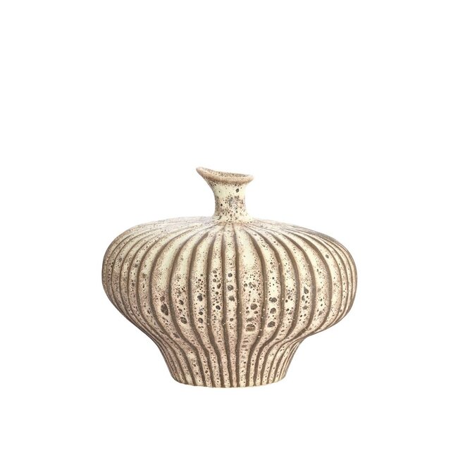 Light & Living Vaas deco 31x29,5x25,5 cm NEVANO mat donker bruin+crème