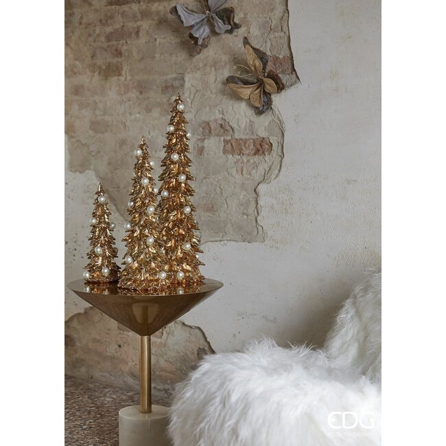EDG Kerstboom goud met parels 34x13 cm