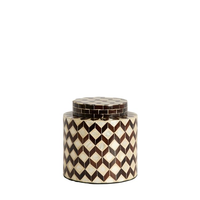 Light & Living Vaas deco Ø16x16 cm OLITE bamboe crème+donker bruin