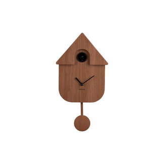 Present Time Wall clock Modern Cuckoo dark wood