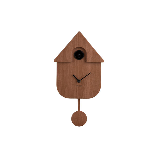 Present Time Wall clock Modern Cuckoo dark wood