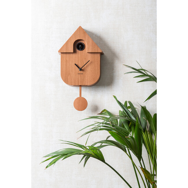 Present Time Wall clock Modern Cuckoo dark wood
