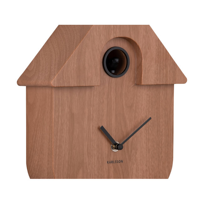 Present Time Wall clock Modern Cuckoo dark wood