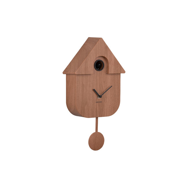 Present Time Wall clock Modern Cuckoo dark wood