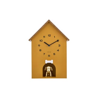Present Time Wall clock Dog House ochre yellow