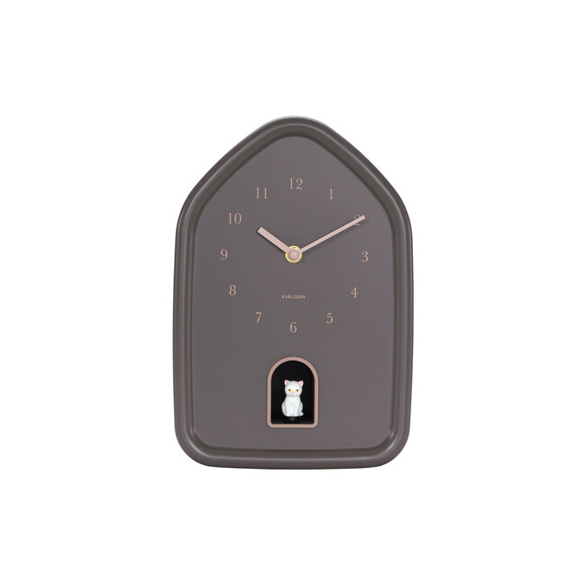 Present Time Wall clock Modern Kitty earth brown