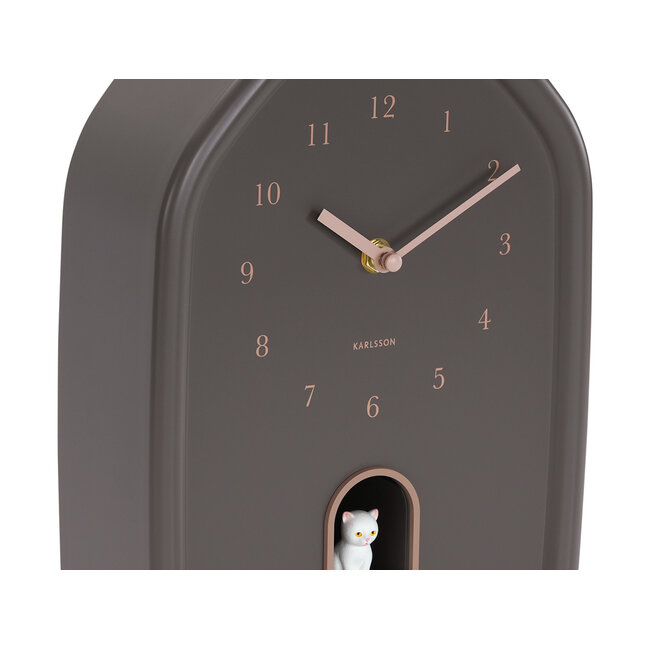 Present Time Wall clock Modern Kitty earth brown