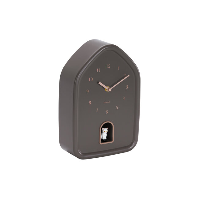 Present Time Wall clock Modern Kitty earth brown