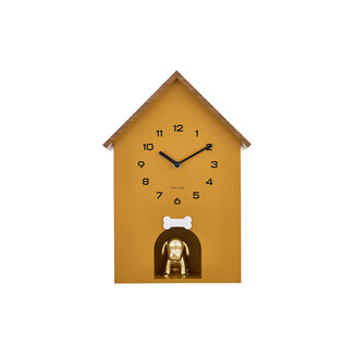 Present Time Wall clock Dog House ochre yellow Present Time Wall clock Dog House ochre yellow