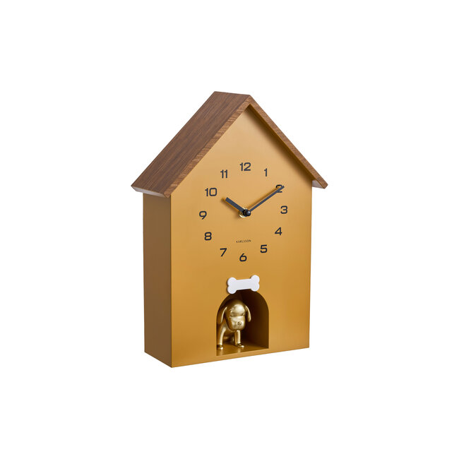 Present Time Wall clock Dog House ochre yellow
