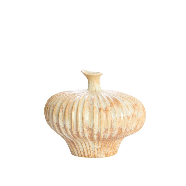 Light & Living Vaas deco 31x29,5x25,5 cm NEVANO crème+oranje-bruin