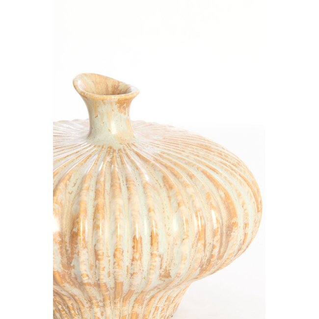 Light & Living Vaas deco 31x29,5x25,5 cm NEVANO crème+oranje-bruin