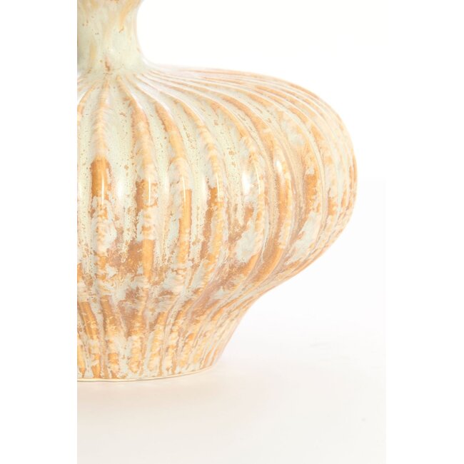 Light & Living Vaas deco 31x29,5x25,5 cm NEVANO crème+oranje-bruin