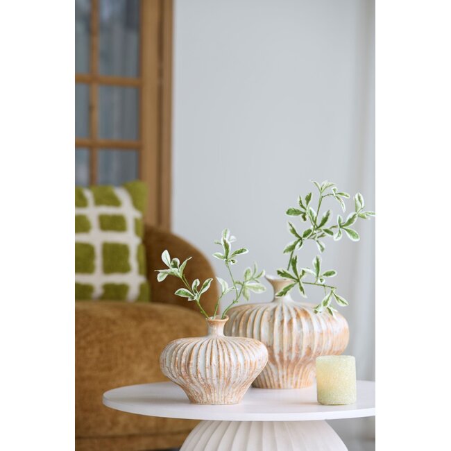 Light & Living Vaas deco 31x29,5x25,5 cm NEVANO crème+oranje-bruin