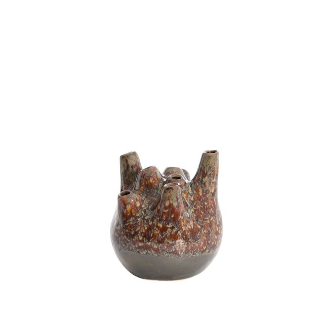 Light & Living Vaas deco Ø16x18 cm COSENZA keramiek bruin+brons