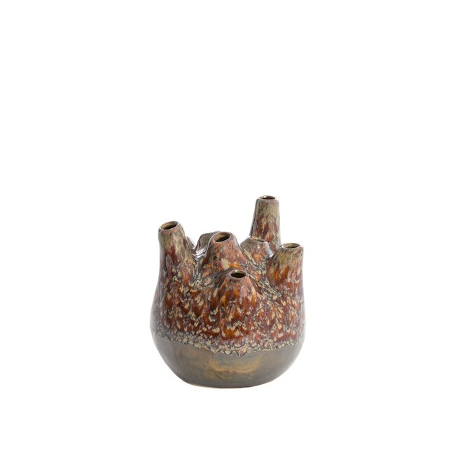 Light & Living Vaas deco Ø16x18 cm COSENZA keramiek bruin+brons
