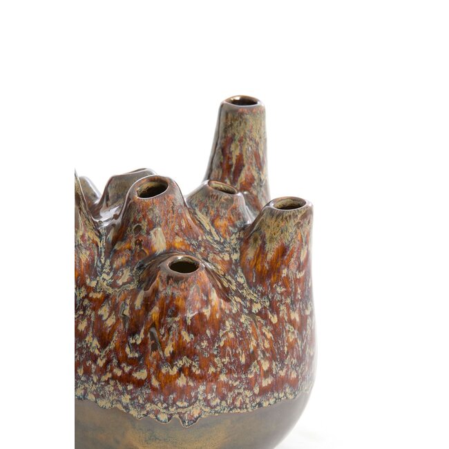 Light & Living Vaas deco Ø16x18 cm COSENZA keramiek bruin+brons