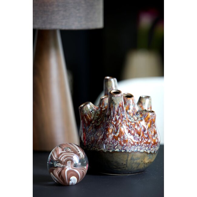 Light & Living Vaas deco Ø16x18 cm COSENZA keramiek bruin+brons