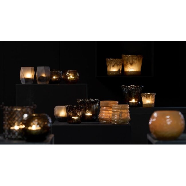 Light & Living Theelicht Ø11x9 cm OPALINE glas mat donker bruin