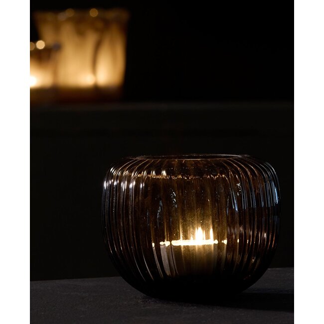 Light & Living Theelicht Ø11x9 cm OPALINE glas donker bruin