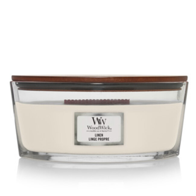 Woodwick Linen Ellipse WoodWick® HearthWick Flame© 50h