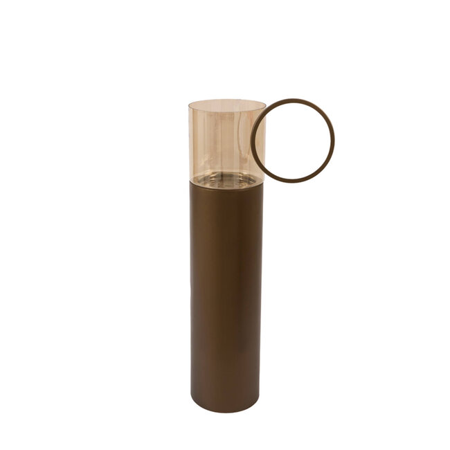 Light & Living Windlicht Ø25,5x107 cm YON mat bruin-brons+glas bruin luster