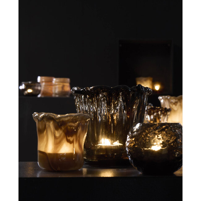 Light & Living Theelicht Ø10x10 cm MYRON glas licht bruin
