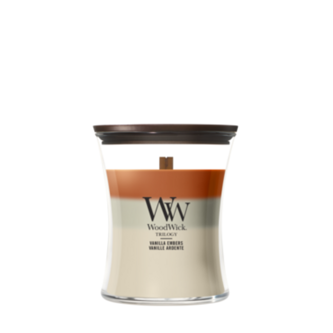 Woodwick Trilogy Vanilla Embers Medium Candle WoodWick© 60h.
