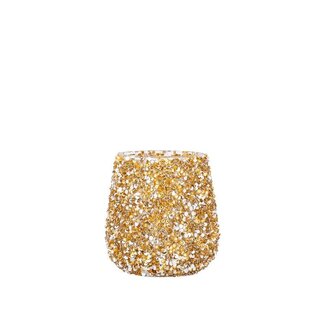 PTMD Ingra Gold glass round tealight with beads