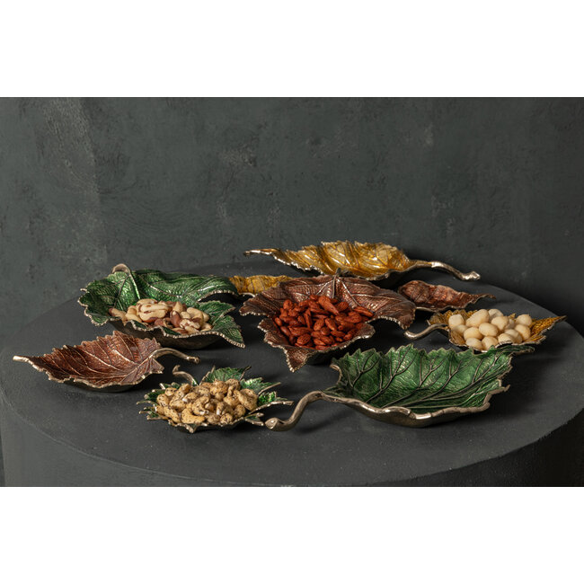PTMD Plumie Brons Aluminium Schaal Esdoornblad – S – 18,5 cm
