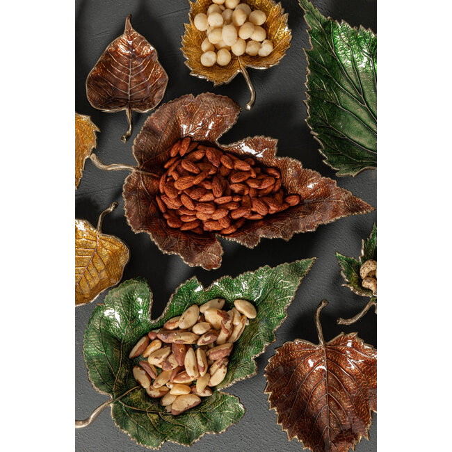 PTMD Plumie Brons Aluminium Schaal Esdoornblad – S – 18,5 cm