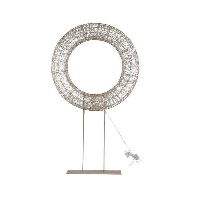 PTMD Lexis Champagne LED Krans op Voet XL – Luxe Lichtdecoratie – H140 cm