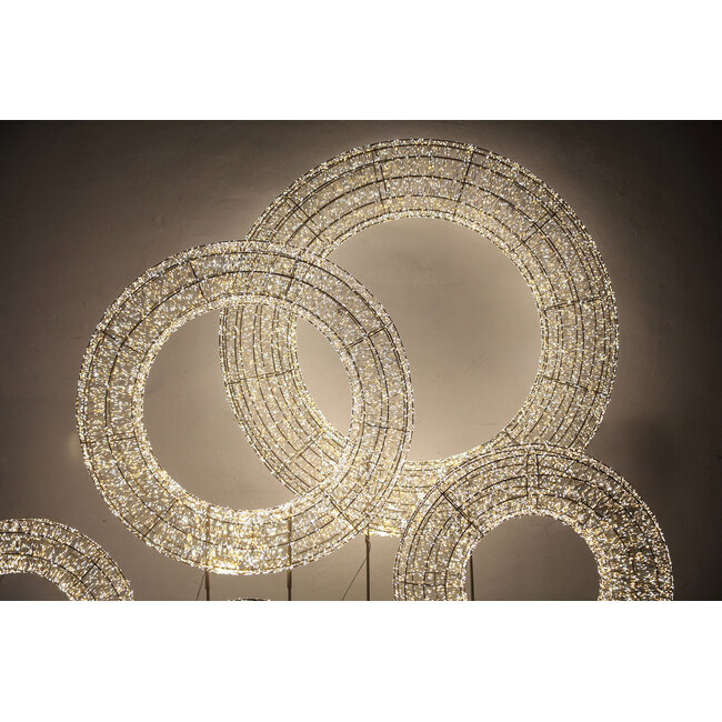 PTMD Lexis Champagne LED Krans op Voet XL – Luxe Lichtdecoratie – H140 cm